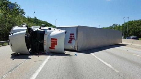 State Police shared a photo of the overturned truck.
