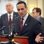 Somerville Mayor Joseph Curtatone speaks during a press conference held to respond to criticism by Wynn Resorts over delays to its planned Everett casino. Josh Reynolds for The Boston Globe (metro, schworm)