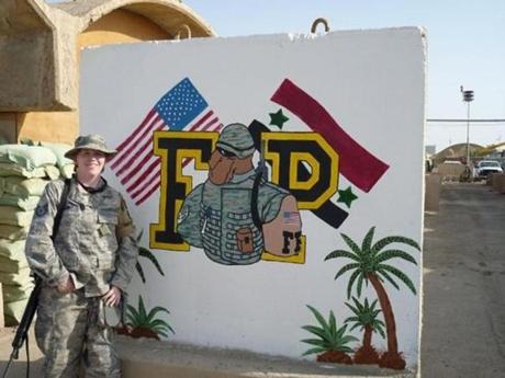 Air Force Technical Sergeant Mary Gallagher was shown at Sather Air Force Base near Baghdad in October 2009.

