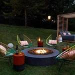 A fire pit at the Field Guide hotel in Stowe, Vt. 