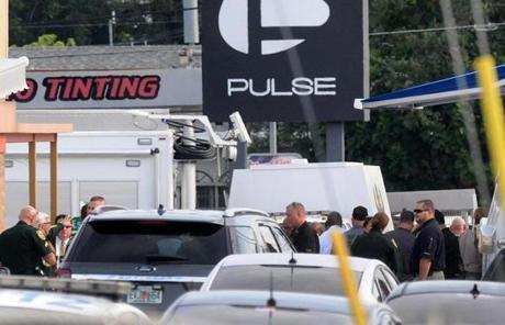Orlando police officers were seen outside of Pulse nightclub.
