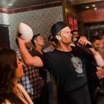 Tom Brady threw a football at a fund-raiser hosted by Danny Amendola at Towne Stove and Spirits.