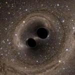 A computer simulation showed the collision of two black holes. 