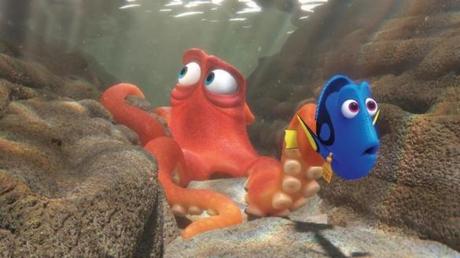 Hank (voice of Ed O?Neill), an octopus, and Dory (voice of Ellen DeGeneres), a blue tang, in ?Finding Dory.?
