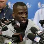 epa05367839 Golden State Warriors forward Draymond Green responds to questions during media availability before their NBA Finals practice at Quicken Loans Arena in Cleveland, Ohio, USA, 15 June 2016. EPA/JOHN G. MABANGLO CORBIS OUT