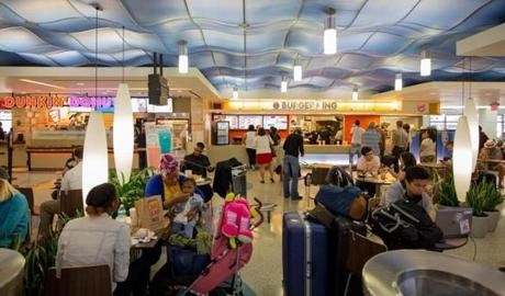 The food court at terminal C in Logan airport in Boston, Mass.
