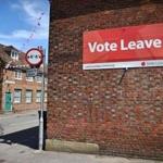 A ?Vote Leave? banner was attached to the side of a building in Charing, England, last week.