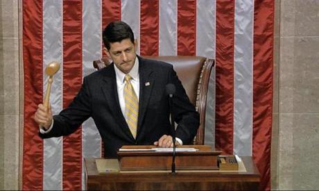 House Speaker Paul Ryan gaveled the House into session Wednesday night.
