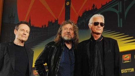 John Paul Jones, Robert Plant, and Jimmy Page in 2012.
