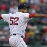 Boston Red Sox starting pitcher Eduardo Rodriguez delivers during the first inning of a baseball game at Fenway Park, Wednesday, June 22, 2016, in Boston. (AP Photo/Charles Krupa)