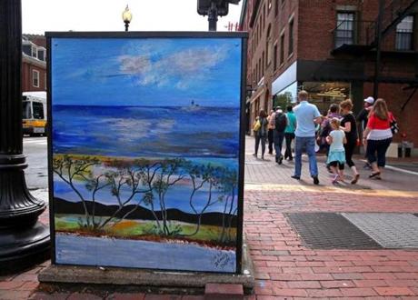 One of the painted utility boxes in and around Harvard Square.
