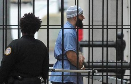Adnan Syed was seen before a hearing in February.
