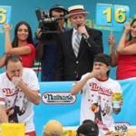 Nathan?s Famous Fourth of July International Hot Dog Eating Contest last year featured competitors Joey Chestnut (left) and Matt Stonie.