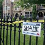 A mock personalized Minnesota license plate print was affixed to the fence at the governor?s residence Friday.