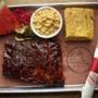 The 1st Place Rib Plate with pimento mac and cheese and cornbread at The Smoke Shop.