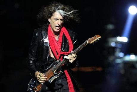Joe Perry performed in May 2013 in Singapore. Perry was hospitalized Sunday after falling ill during a concert in Brooklyn. A record label official said Perry was ?stable and resting.?
