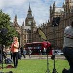 LONDON, ENGLAND - JULY 13: Television broadcasters from around the world set up cameras on College Green opposite the Houses of Parliament on July 13, 2016 in London, England. David Cameron leaves Downing Street today having been Prime Minister of the United Kingdom since May 2010 and Leader of the Conservative Party since December 2005. He is succeeded by former Home Secretary Theresa May and will remain as Member of Parliament for Witney in Oxfordshire. (Photo by Chris J Ratcliffe/Getty Images)