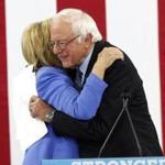Boston, MA - 07/12/2016 - U.S. Senator Bernie Sanders endorses U.S Presidential candidate Hillary Clinton at a campaign event in Portsmouth, NH, July 12, 2016. (Keith Bedford/Globe Staff) 