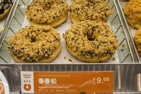 At a Dunkin? Donuts in an affluent suburb of Beijing, the doughnut selection included one with seaweed, sesame, and pork floss. In the past, Chinese have shown a dislike of sugary doughnuts.
