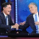Monday?s episode of the ?Late Show? was a reunion for Jon Stewart (right) and ?Stephen Colbert.?