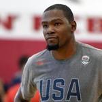 LAS VEGAS, NV - JULY 18: Kevin Durant #5 of the 2016 USA Basketball Men's National Team stands on the court during a practice session at the Mendenhall Center on July 18, 2016 in Las Vegas, Nevada. (Photo by Ethan Miller/Getty Images)