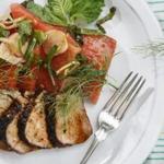 Spicy grilled pork with watermelon, radish, and fennel salad