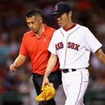 BOSTON, MA - JULY 19: Koji Uehara #19 of the Boston Red Sox is relieved during the ninth inning against the San Francisco Giants at Fenway Park on July 19, 2016 in Boston, Massachusetts. (Photo by Maddie Meyer/Getty Images)