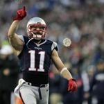 New England Patriots wide receiver Julian Edelman takes the field for an NFL divisional playoff football game against the Kansas City Chiefs, Saturday, Jan. 16, 2016, in Foxborough, Mass. (AP Photo/Charles Krupa)