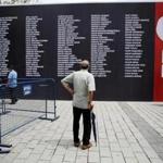 The names of civilians and policemen who were killed while resisting the coup attempt were displayed on Taksim Square in Istanbul, Turkey. 