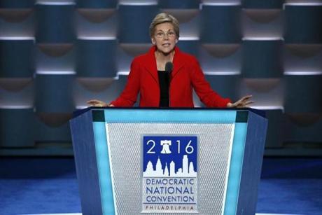 US Senator Elizabeth Warren spoke during the first session at the Democratic National Convention in Philadelphia. 
