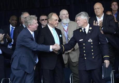 Globe columnist Dan Shaughnessy (left) was in the company of greatness over the weekend at the Baseball of Fame.
