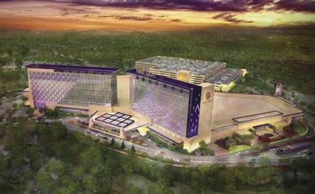 This architectural rendering showed the resort and casino that the Mashpee Wampanoag envision building on their reservation in Taunton. 
