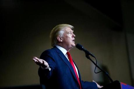 Republican presidential nominee Donald Trump spoke Monday during a rally in Mechanicsburg, Pa.
