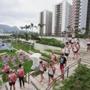 RIO DE JANEIRO, BRAZIL - AUGUST 02: Athletes of Great Britain Womans Rugby team arrive at the Olympic Village ahead of the Rio 2016 Olympic Games on August 2, 2016 in Rio de Janeiro, Brazil. (Photo by Alexander Hassenstein/Getty Images)
