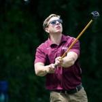 Wenham Ma 07292016 Sean Lawton (cq) follows throught after teeing off while playing playing Fling Golf at Wenham Country Club. Globe/Staff Photographer Jonathan Wiggs