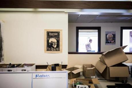 Signs were still on the walls of the former Bernie Sanders campaign headquarters in Burlington, Vt., last week, even as boxes were being packed.
