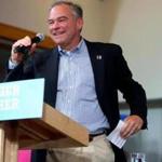 Democratic vice presidential candidate Tim Kaine spoke Saturday at Saint Anselm College.