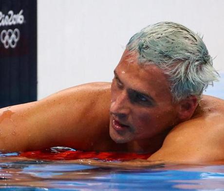 2016 Rio Olympics - Swimming - Final - Men's 200m Individual Medley Final - Olympic Aquatics Stadium - Rio de Janeiro, Brazil - 11/08/2016. Ryan Lochte (USA) of USA reacts. REUTERS/David Gray FOR EDITORIAL USE ONLY. NOT FOR SALE FOR MARKETING OR ADVERTISING CAMPAIGNS. 
