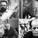 Top: Henri Matisse (left) and Pablo Picasso. Bottom: Willem de Kooning (left) and Jackson Pollock. 