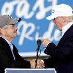 Republican presidential nominee Donald Trump (right) greeted Governor Terry Branstad of Iowa during an appearance Saturday in Des Moines.