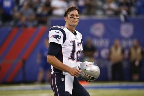 Tom Brady?s last on-field action for a month took place during Friday?s preseason game against the Giants. He can?t make any contact with the team until after its fourth game.
