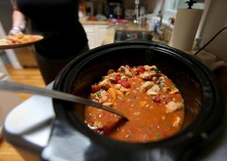 Chicken tagine, made in a slow cooker. 
