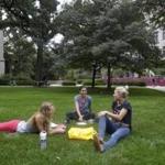 Students talked on the University of Chicago quad last month. 