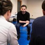 Boston Theater Company Artistic Director Joey Frangieh in a rehearsal for ?Finish Line: A Documentary Play About the 2013 Boston Marathon? last spring.