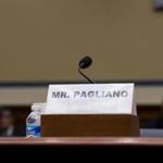 The name plate for witness Bryan Pagliano, former senior adviser, Information Resource Management, State Department, who did not appear, sits on the witness table on Capitol Hill in Washington, Tuesday, Sept. 13, 2016, during a hearing of the House Oversight and Government Reform Committee on 'Examining Preservation of State Department Records.' (AP Photo/Molly Riley)