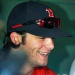 09/13/16: Boston, MA: Red Sox rookie outfielder Andrew Benintendi is all smiles as he discusses coming off the disabled lists with the media n the dugout during batting practice. The Boston Red Sox hosted the Baltimore Orioles in a regular season MLB baseball game at Fenway Park. (Globe Staff Photo/Jim Davis) section: metro topic: Red Sox-Orioles 09/13/16: Boston, MA: The Boston Red Sox hosted the Baltimore Orioles in a regular season MLB baseball game at Fenway Park. (Globe Staff Photo/Jim Davis) section: metro topic: Red Sox-Orioles 