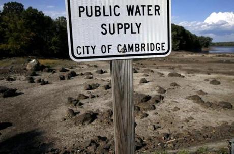 Water levels were visibly low at the Cambridge Reservoir. 
