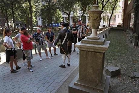 BOSTON, MA - 9/14/2016: IMPROVMENTS TO FREEDOM TRAIL - walkway repairs wider paths or areas where tour groups can stand for history talks.....extensive restorations and improvements made to the Freedom Trail. Granary Burying Ground, Tremont Street, Boston ( Photo) SECTION: METRO TOPIC 15freedom
