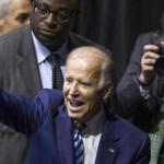 Vice President Joe Biden gives a thumbs up as he leaves Tudor Fieldhouse following a speech he gave about the White House Cancer Moonshot, an initiative Biden leads, on the campus of Rice University on Friday, Sept. 16, 2016, in Houston. (Brett Coomer/Houston Chronicle via AP)