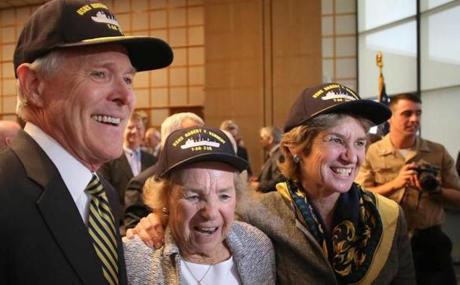 From left to right: Secretary Ray Mabus, Ethel Kennedy, and Kathleen Kennedy Townsend. 
